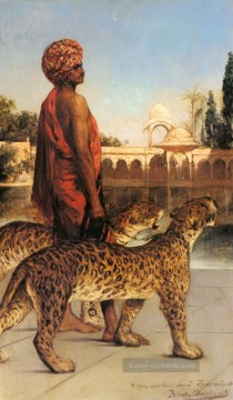 Palastwache mit zwei Leoparden Jean Joseph Benjamin Constant Orientalist Ölgemälde